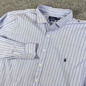 Polo Ralph Lauren Shirt Mens 3XLT Blue Striped Long Sleeve Stretch Cotton Pony